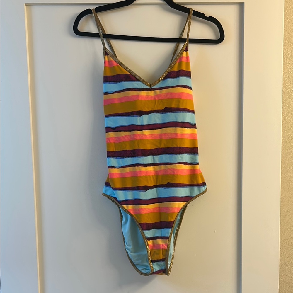 Aerie Colorful Striped One Piece swimsuit